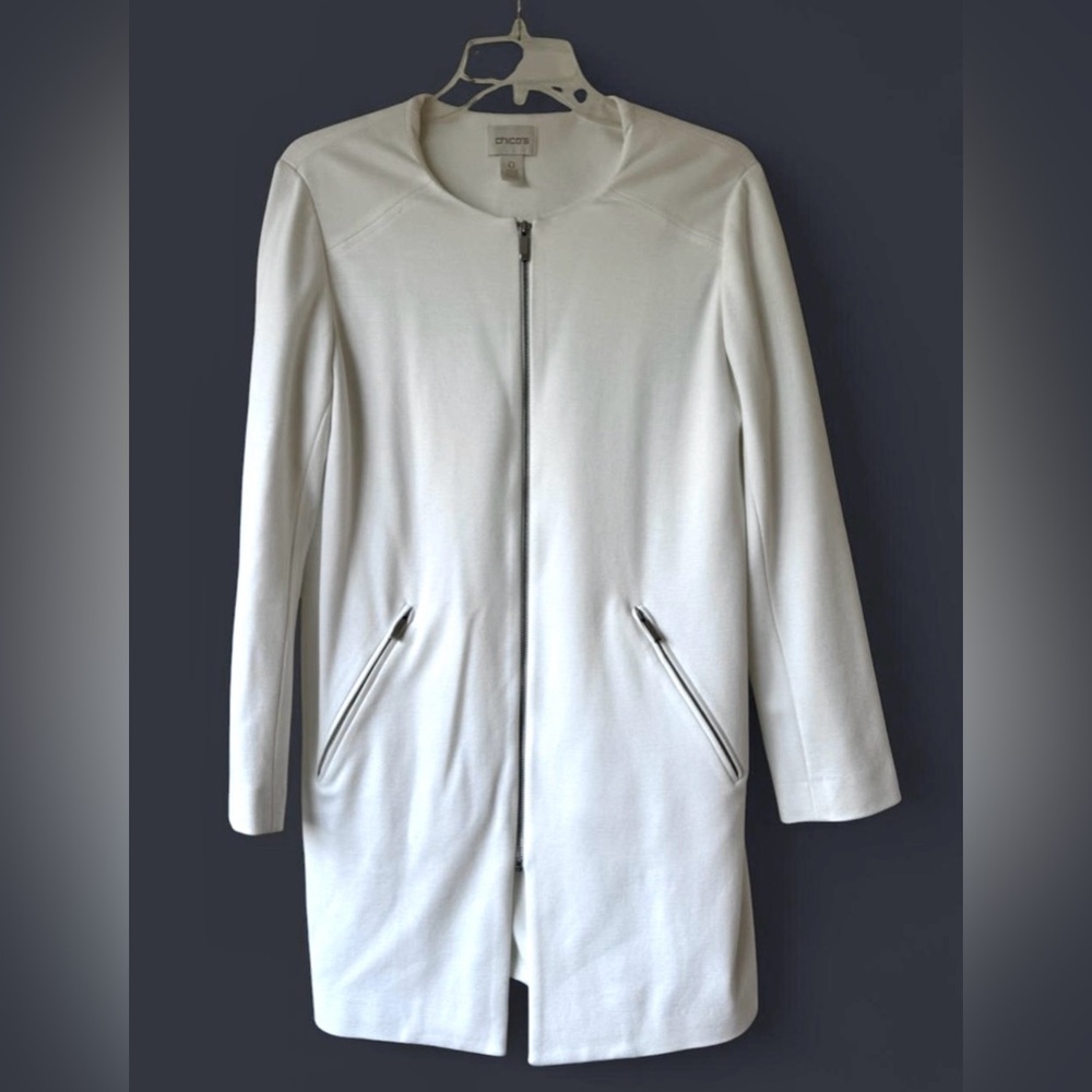 Chic White Zip-Up Chico’s Coat